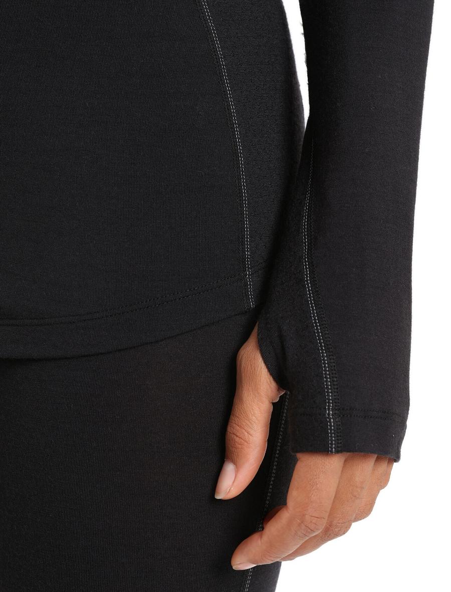 Base Layers Icebreaker BodyfitZone™ Merino 200 Zone Thermal Long Sleeve Half Zip Top Femme Noir | FR 1867KORI